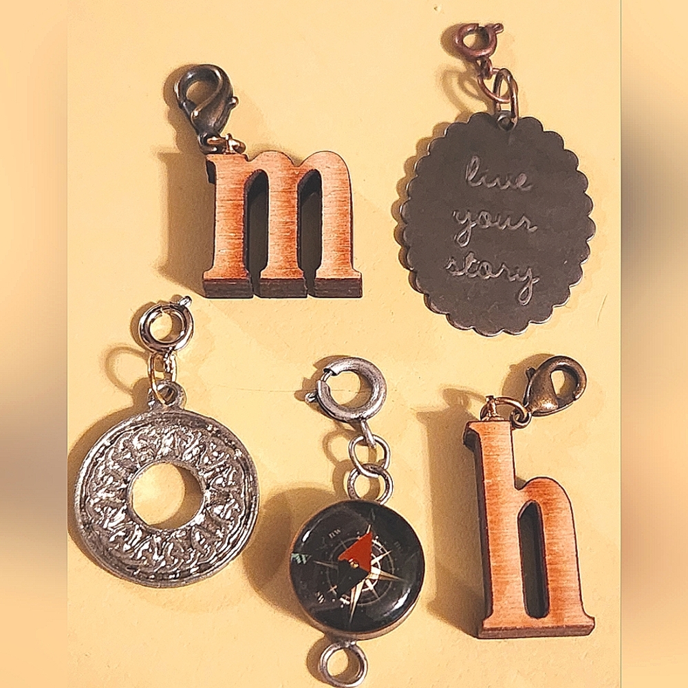 Anthropologie Lot Of 5 Mixed Media Charms